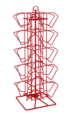 Made to Order Berry Red 20-Pocket Countertop Postcard Rack