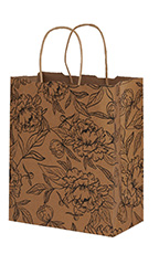 Medium (Cub) - Simple Floral Paper Shopping Bags - Case of 100