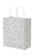 Medium - White Modern Dot Paper Shopping Bags - Case of 100