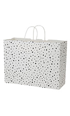 Large - White Modern Dot Paper Shopping Bags - Case of 100