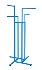Made to Order Blue 4-Way Clothing Rack with Straight Arms