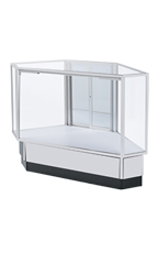 Full Vision Rear Access Corner Display Case Gray