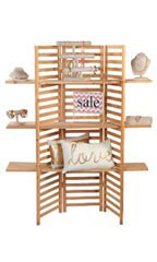3-Panel Wood Display with 3 Shelves