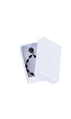 2 ½ x 1 ½ x ⅞ inch White Embossed Cotton Filled Jewelry Boxes