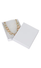 5 ¼ x 3 ¾ x ⅞ inch White Embossed Cotton Filled Jewelry Boxes