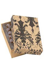 3 1/16 x 2 1/8 x 1 inch Cotton Filled Distressed Damask Jewelry Boxes