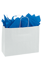 Large - White Kraft Paper Shopping Bags - Case of 250