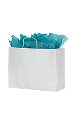 Large (Vogue) - White Kraft Paper Shopping Bags - Case of 100